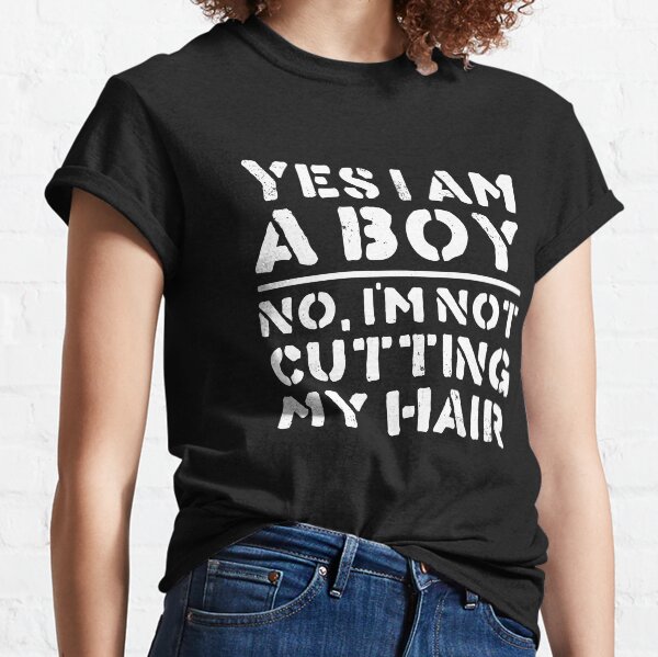 long haired boy t shirt