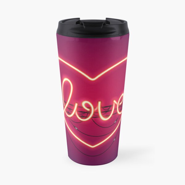 Love Heart Neon Sign Travel Mug