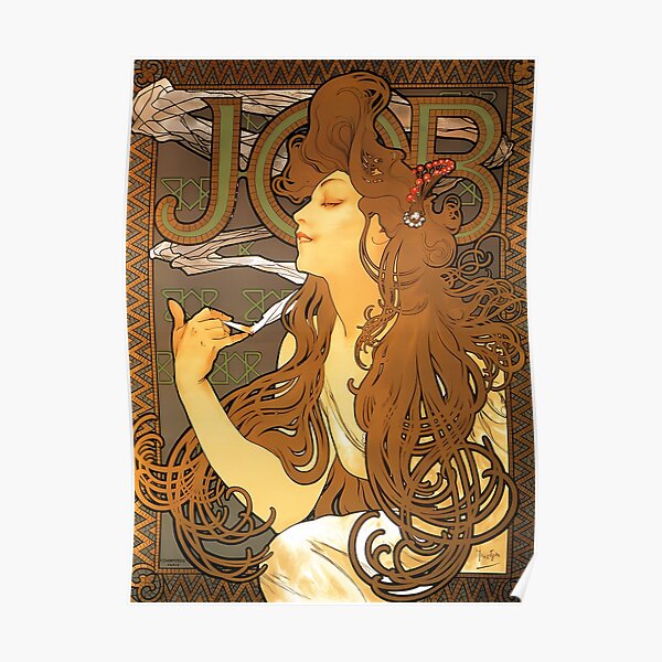 "Alphonse Mucha, Job, Art Nouveau, Czech art, 19th century" Poster for