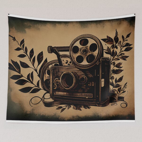Item preview, Retro video camera over vintage background with grunge texture designed and sold by anytka.