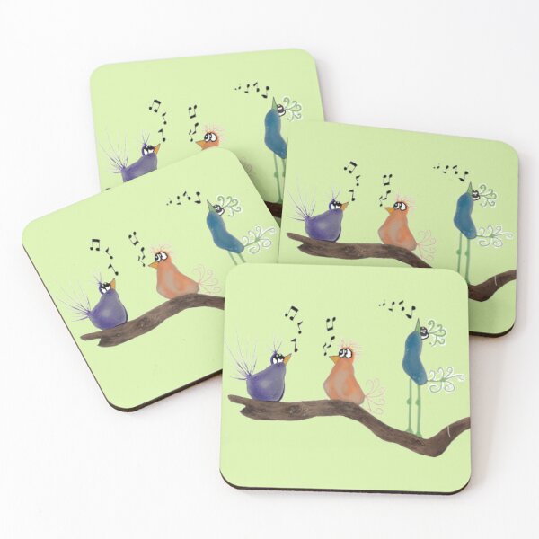 Item preview, Colorful birds singing a tune designed and sold by RockPaperArt.