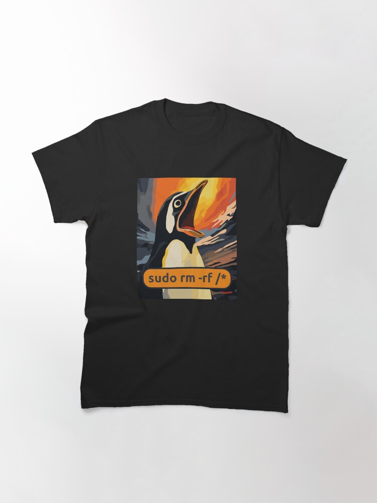 Thumbnail 3 of 7, Classic T-Shirt, Screaming Tux Linux sudo rm -rf /* designed and sold by JackCurtis1991.