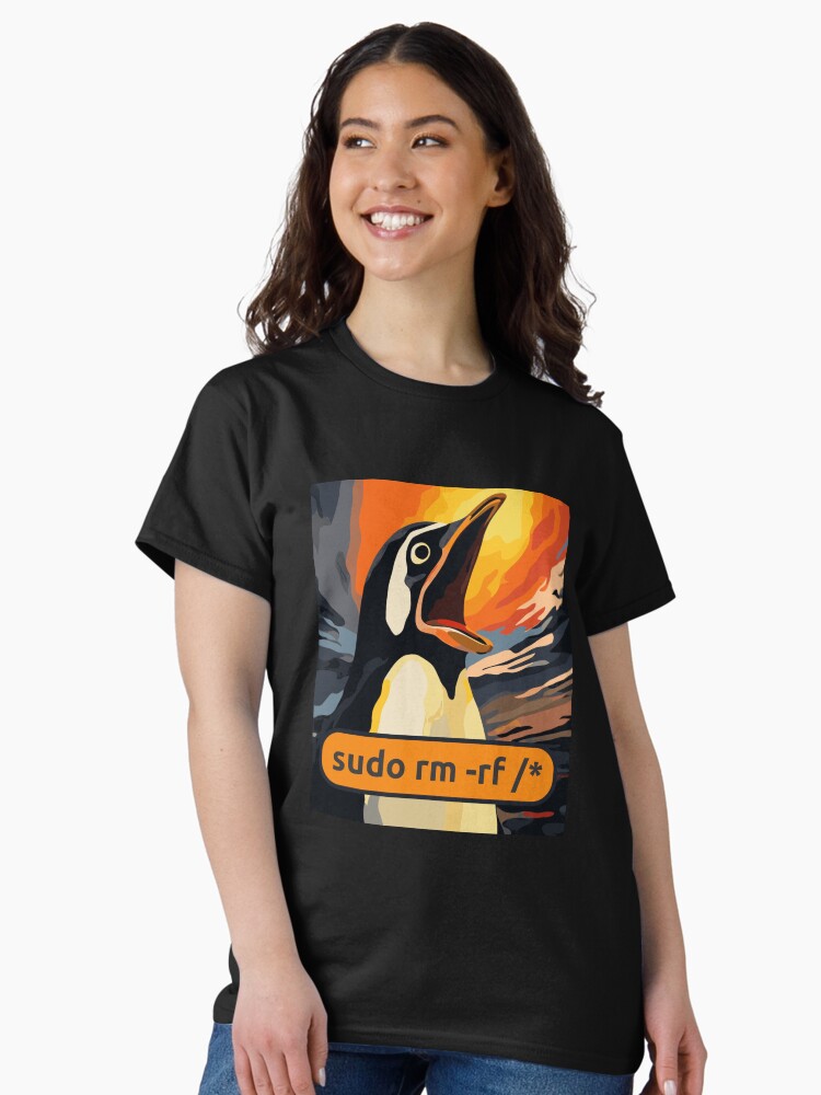 Thumbnail 2 of 7, Classic T-Shirt, Screaming Tux Linux sudo rm -rf /* designed and sold by JackCurtis1991.