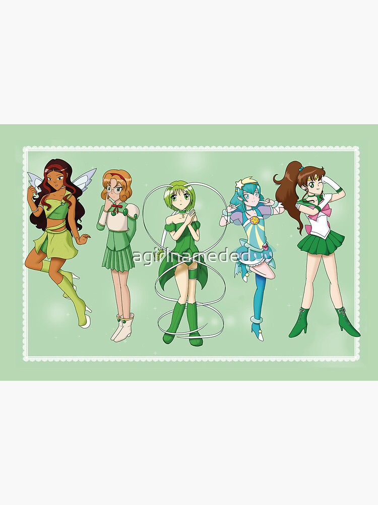 Magical Girls: Green Art Board Print for Sale by agirlnameded
