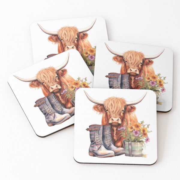 Item preview, Scottish Highland Cow, Cowboy Boots & Flowers designed and sold by DapperDanForge.