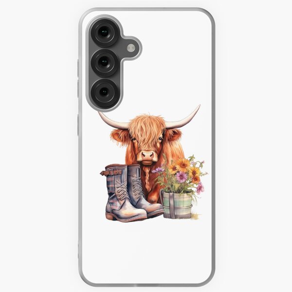 Item preview, Scottish Highland Cow, Cowboy Boots & Flowers designed and sold by DapperDanForge.