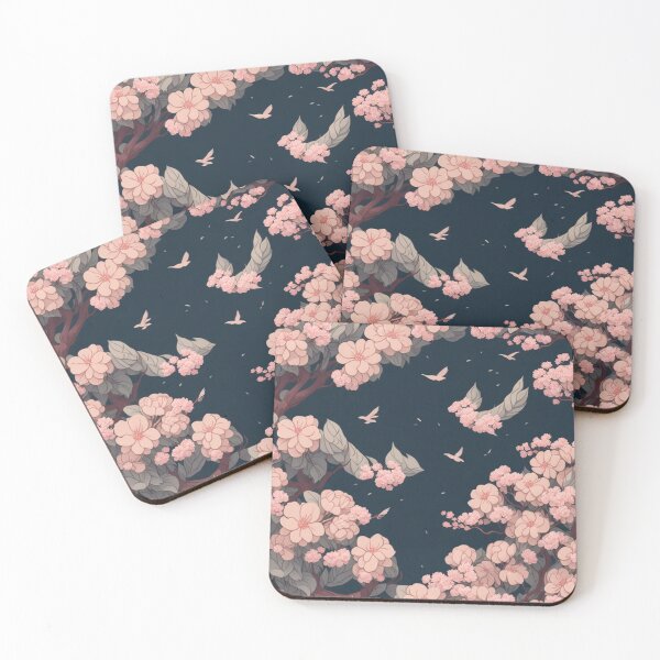 Artikelvorschau,  Sakura // Dunkler Hintergrund mit braunen Stielen und rosa Blütenblättern von Sakura entworfen und verkauft von MiniArtworks.