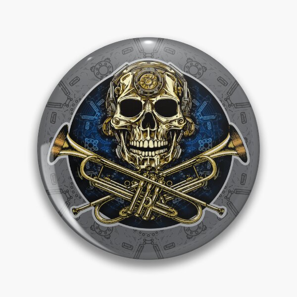Item preview, Skull and Crossbones, Trumpet Pin / Button designed and sold by Michael Bohna.