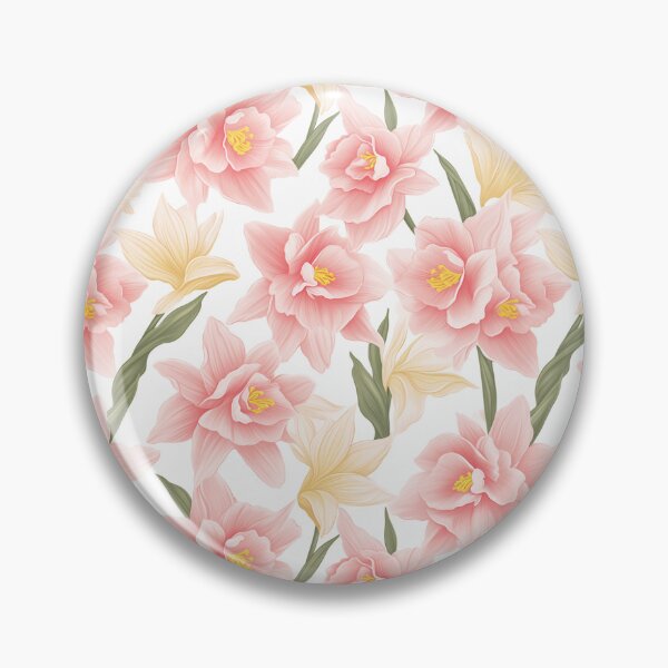 Item preview, Pink Daffodil Pattern on White Background 1 designed and sold by ArtfulAda.