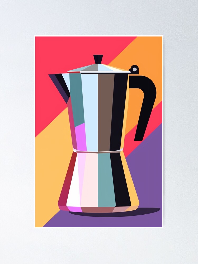 Colorful espresso machine Logo, coffee machine art Sticker, Pastel