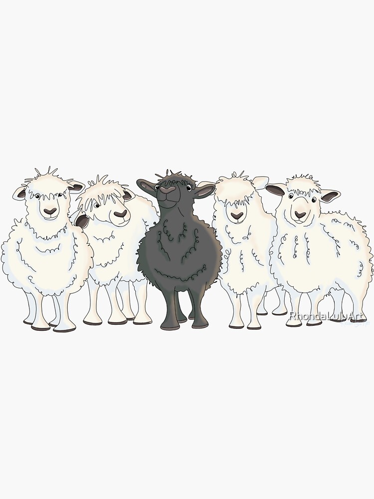 Thumbnail 3 of 3, Sticker, The Black Sheep designed and sold by RhondaLuluArt.