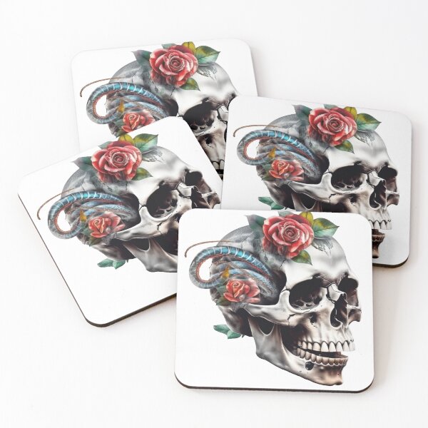 Item preview, Human skull in Gothic style. Vintage skull with red roses and abstract snakes designed and sold by Anastasiia Yurevych.