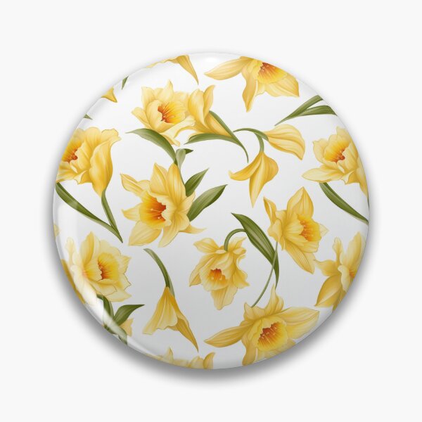 Item preview, Yellow Daffodil Pattern on White Background 1 designed and sold by ArtfulAda.