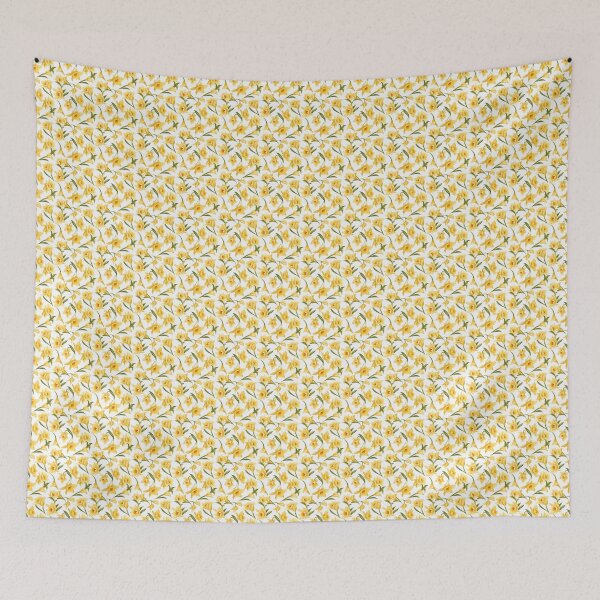 Item preview, Yellow Daffodil Pattern on White Background 1 designed and sold by ArtfulAda.