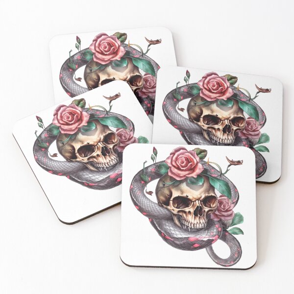 Item preview, Copy of Human skull in Gothic style. Vintage skull with red roses and abstract snakes designed and sold by Anastasiia Yurevych.
