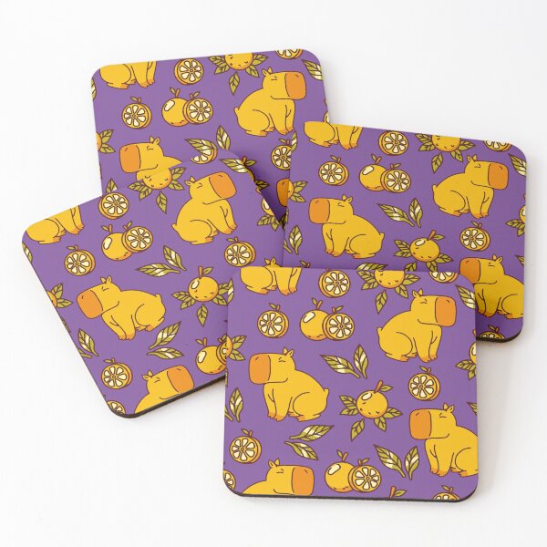 Item preview, Capybara With Oranges Leaves Purple by Tobe Fonseca designed and sold by Tobe Fonseca®.