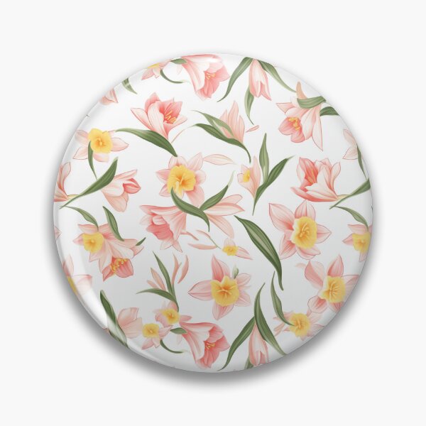 Item preview, Pink Daffodil Pattern on White Background 2 designed and sold by ArtfulAda.