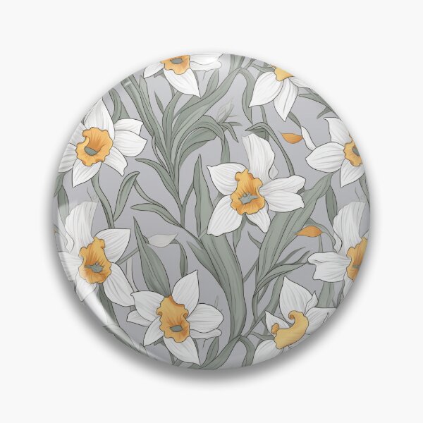 Item preview, White Daffodil Pattern on Gray Background 2 designed and sold by ArtfulAda.