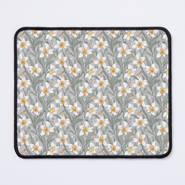 Item preview, White Daffodil Pattern on Gray Background 2 designed and sold by ArtfulAda.