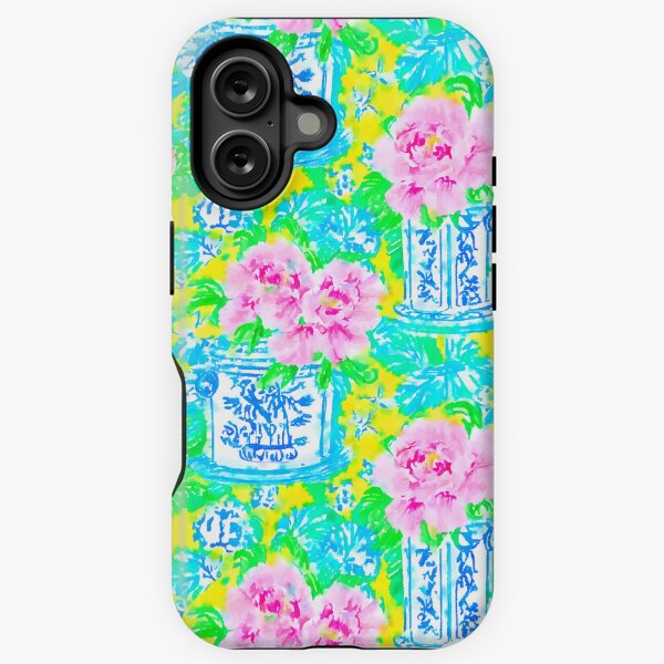 Item preview, Neon colors chinoiserie jars and peonies watercolor painting designed and sold by SophieClimaArt.