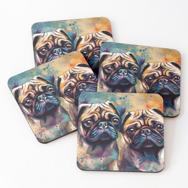 Item preview, Pugs' Whimsical World - Pugs in Multilayered Dimensions Digital Painting - Modern Ink Dog Art - Whimsical and Charming Wall Decor designed and sold by stateofhuman.