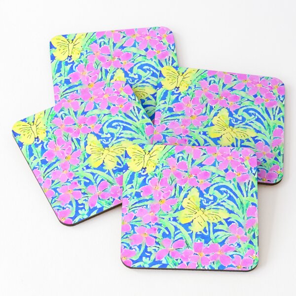 Item preview, Neon colors forget me nots, branches and butterflies designed and sold by SophieClimaArt.