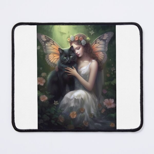 Item preview, Fairy with black cat designed and sold by Rosaliartbook.