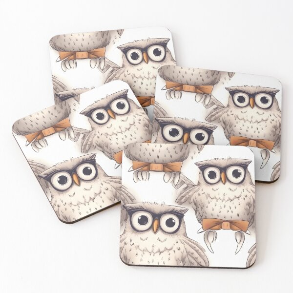 Item preview, Wide-eyed Owl wearing glasses pattern designed and sold by ZolwPodroznik.