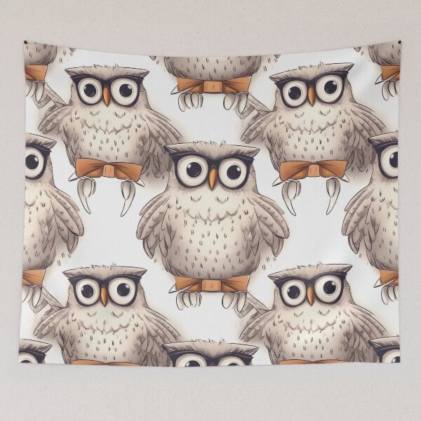 Item preview, Wide-eyed Owl wearing glasses pattern designed and sold by ZolwPodroznik.