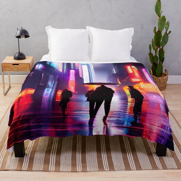 Item preview, Neon City Center in the rain | Cyberpunk | Blade Runner designed and sold by ForeHeadDesigns.