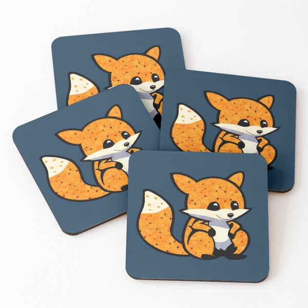 Item preview, A painted design of a cute, happy little fox, sprinkled with beautiful stars. designed and sold by ArtfulOctopus.