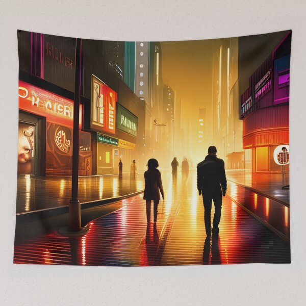 Item preview, Neon City Center towards the light | Cyberpunk | Blade Runner designed and sold by ForeHeadDesigns.