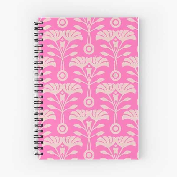 Item preview, ART NOUVEAU Floral Mid-Century Modern Damask Botanical Pattern in Light Pink on Hot Pink - UnBlink Studio by Jackie Tahara designed and sold by Jackie Tahara of UnBlink Studio.