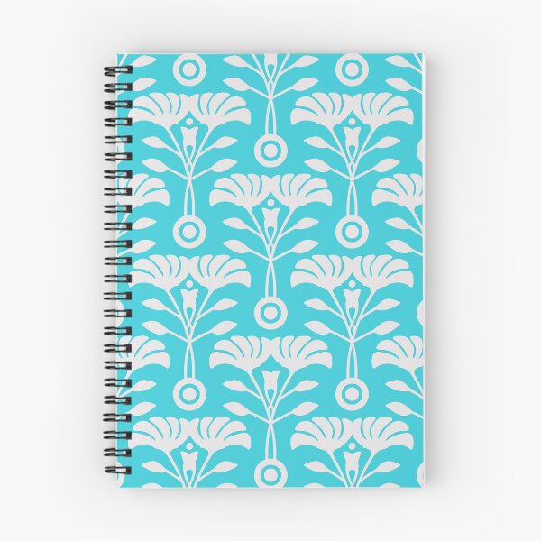 Item preview, ART NOUVEAU Floral Mid-Century Modern Damask Botanical Pattern in Gray White on Sky Blue - UnBlink Studio by Jackie Tahara designed and sold by Jackie Tahara of UnBlink Studio.