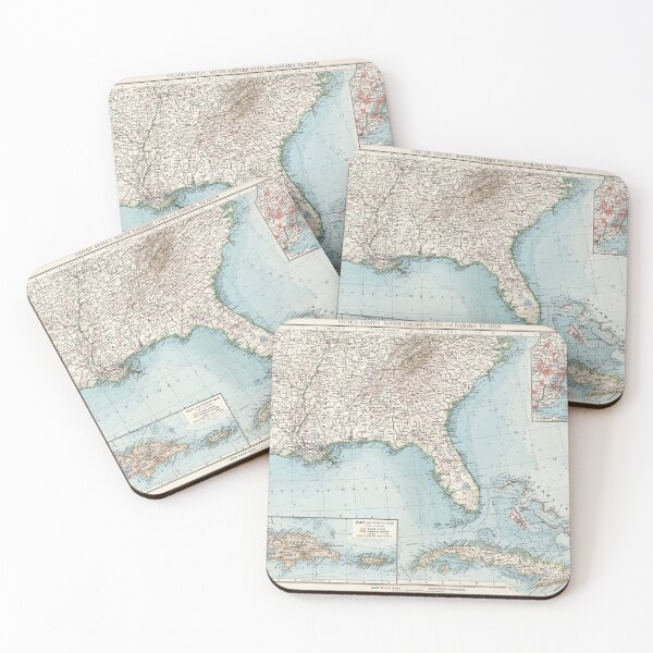 Item preview, Vintage Florida, Bahamas & Southeast US Map (1900) designed and sold by BravuraMedia.