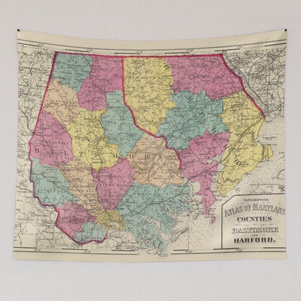 Item preview, Vintage Baltimore & Harford County MD Map (1873) designed and sold by BravuraMedia.