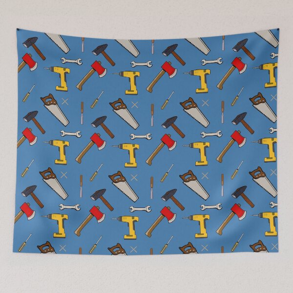 Item preview, Tools Pattern with blue Background designed and sold by JoanNinjaHen.