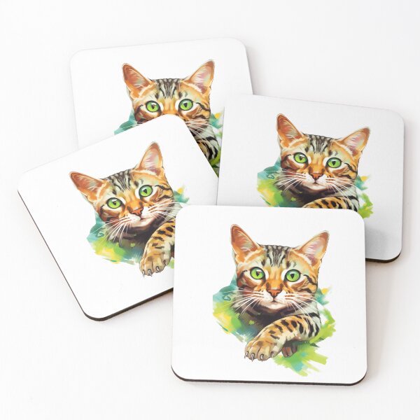 Item preview, Playful Bengal Cat Watercolor Painting designed and sold by anymalart.