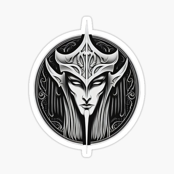 Artikel-Vorschau von "Dark Elven Elegance" Aufkleber-Design - auffällige Illustration für Dunkelelfen-Enthusiasten, designt und verkauft von Juuskus.