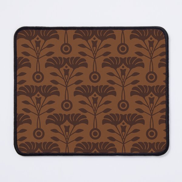 Item preview, ART NOUVEAU Floral Mid-Century Modern Damask Botanical Pattern in Dark Oak on Saddle Brown - UnBlink Studio by Jackie Tahara designed and sold by Jackie Tahara of UnBlink Studio.