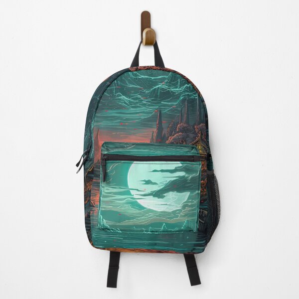 Item preview, Night falls on the river village- river-house-nature-trees-landscape-water-reflection-mountains designed and sold by Hermossa-Art.