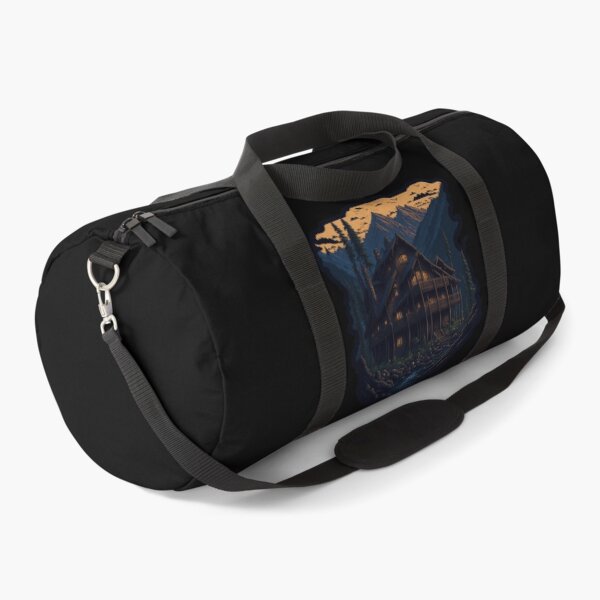 Item preview, Wooden house among the mountains at sunset designed and sold by ArtCraftLab.