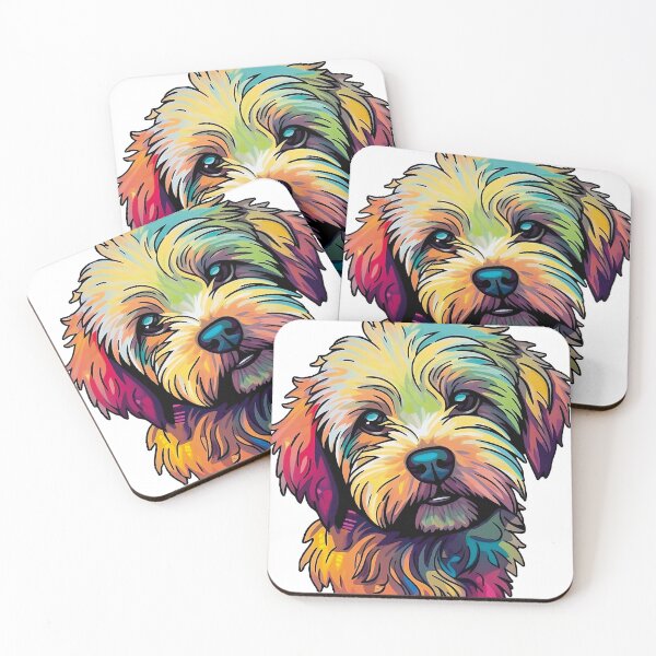Item preview, cockapoo labradoodle breed dog psychedelic colorful in style of vibrant neo-traditional modern pop art  designed and sold by StickySociety.