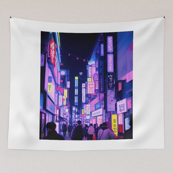 Item preview, Seoul Night Streetscape designed and sold by Places On Earth.