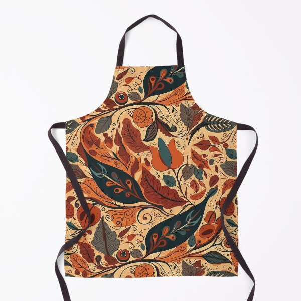 Item preview, Turquoise and Burnt Orange Swirling Leaf Pattern designed and sold by Monochrome-Dog.