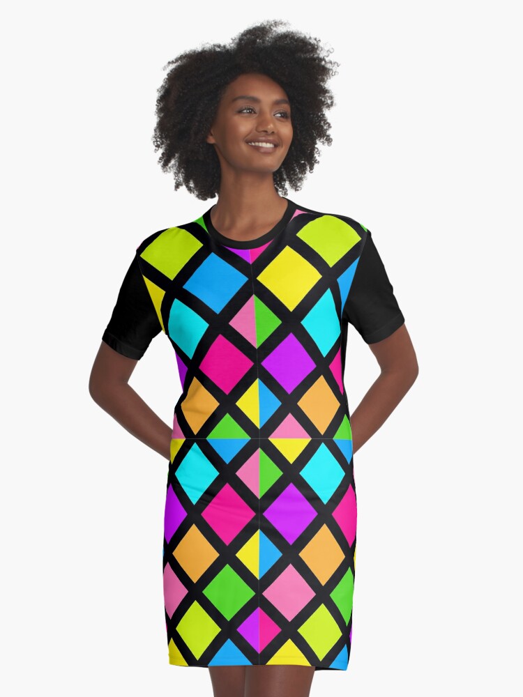 Neon Triangle Party Design, Neon Colors Party Outfit,  Graphic T-Shirt  Dress for Sale by webstar2992