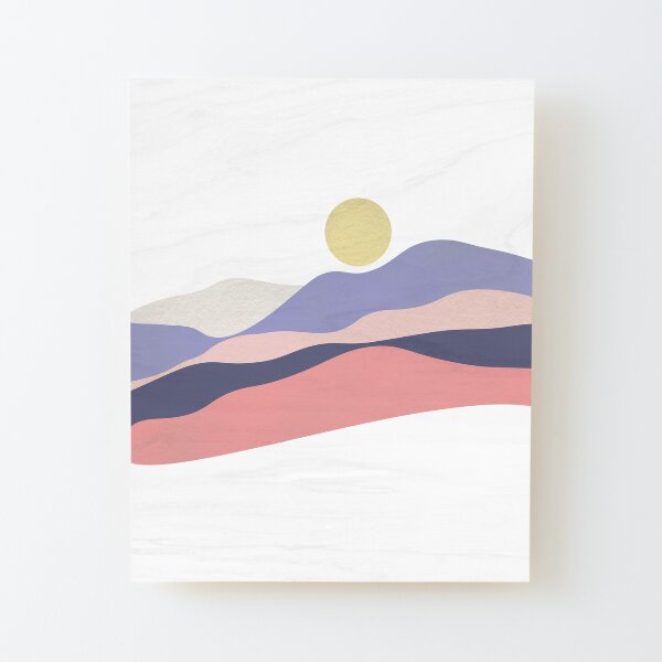 Pastel Mountain Range Wood Mounted Print