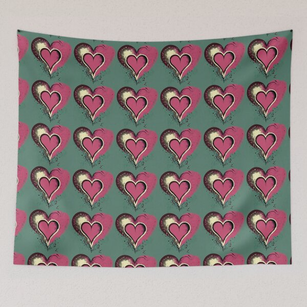 Item preview, Grunge Pink Hearts Pattern Dark Green Background designed and sold by Aaron2610.