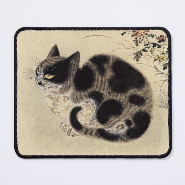 Item preview, Korean Painting Minhwa Autumn Cat in Chrysanthemum Garden designed and sold by tangerinemars.