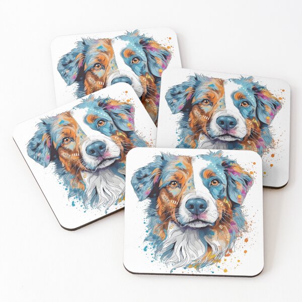 Item preview, Furry Buddies Art - Whimsical Australian Shepherd designed and sold by DooodleGod.